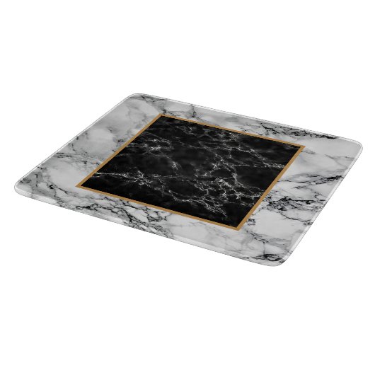 Trendy Black & White Marble Stone - Modern Snijplank (Hoek)