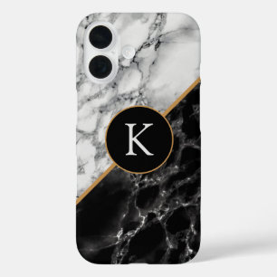 Trendy Black & White Marble Stone - Persoonlijk iPhone 16 Hoesje