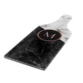 Trendy Black & White Marble Stone Roos Gold  Snijplank (Hoek)