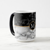 Trendy Black & White Marble Stone toevoegen Letter Magische Mok (Voorkant links)