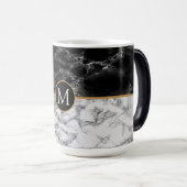 Trendy Black & White Marble Stone toevoegen Letter Magische Mok (Voorkant rechts)