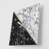 Trendy Black & White Marble Stone Vierkante Klok (Hoek)
