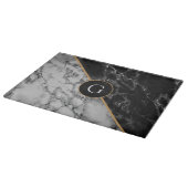 Trendy Black & White Marble Stone Voeg je brief to Snijplank (Hoek)