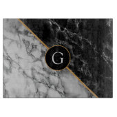 Trendy Black & White Marble Stone Voeg je brief to Snijplank (Voorkant)