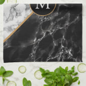 Trendy Black & White Marble Stone Voeg je brief to Theedoek (Gevouwen)