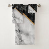 Trendy Black & White Marble Stone - Voeg uw brief Bad Handdoek (Insitu)