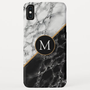 Trendy Black & White Marble Stone - Voeg uw brief  Case-Mate iPhone Case