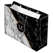 Trendy Black & White Marble Stone - Voeg uw brief  Groot Cadeauzakje (Voorkant Gekanteld)