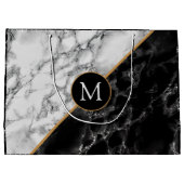 Trendy Black & White Marble Stone - Voeg uw brief  Groot Cadeauzakje (Achterkant)