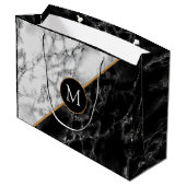 Trendy Black & White Marble Stone - Voeg uw brief  Groot Cadeauzakje (Achterkant Gekanteld)