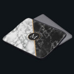 Trendy Black & White Marble Stone - Voeg uw brief  Laptop Sleeve<br><div class="desc">Trendy Black & White marble Stone - Voeg je brief/jaar/nummer/meer toe</div>