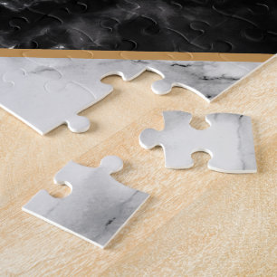 Trendy Black & White Marble Stone - Voeg uw brief  Legpuzzel