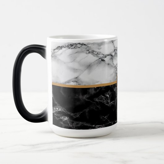 Trendy Black & White Marble Stone - Voeg uw brief Magische Mok (Links)