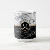 Trendy Black & White Marble Stone - Voeg uw brief  Magische Mok (Midden)