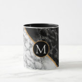 Trendy Black & White Marble Stone - Voeg uw brief  Mok (Midden)