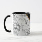 Trendy Black & White Marble Stone - Voeg uw brief  Mok (Links)