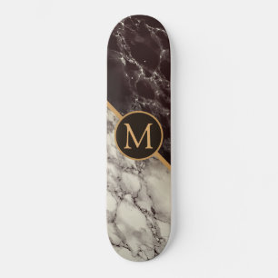 Trendy Black & White Marble Stone - Voeg uw brief Persoonlijk Skateboard
