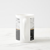 Trendy Black & White Marble Stone - Voeg uw brief  Porselein Kop (Achterkant)