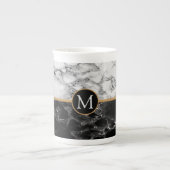 Trendy Black & White Marble Stone - Voeg uw brief  Porselein Kop (Voorkant)