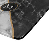 Trendy Black & White Marble Stone - Voeg uw brief Snijplank (Hoek)