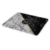 Trendy Black & White Marble Stone - Voeg uw brief Snijplank (Hoek)