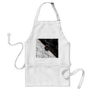 Trendy Black & White Marble Stone - Voeg uw brief Standaard Schort