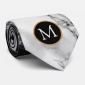 Trendy Black & White Marble Stone - Voeg uw brief Stropdas (Opgerold)
