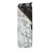 Trendy Black & White Marble Stone - Voeg uw brief Thermosbeker (Gedraaid links)