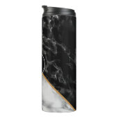 Trendy Black & White Marble Stone - Voeg uw brief Thermosbeker (Geroteerd rechts)