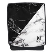 Trendy Black White Marble Texture Monogram Name Rugtassen (Voorkant)