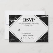 Trendy Black White Marble Wedding RSVP (Voorkant)