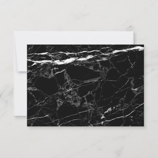 Trendy Black White Marble Wedding RSVP (Achterkant)