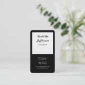 Trendy Black White Modern minimalist Professional Visitekaartje (Staand voorkant)