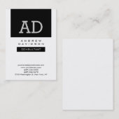 Trendy Black White Modern Monogram Visitekaartje (Voorkant / Achterkant)