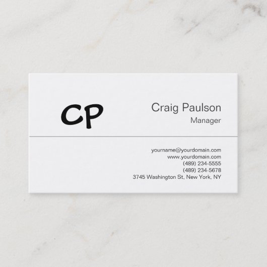 Trendy Black White Modern Monogram Visitekaartje (Voorkant)