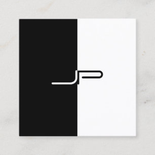 Trendy Black White Monogram Initiaal Stijlvol Mode Vierkante Visitekaartje