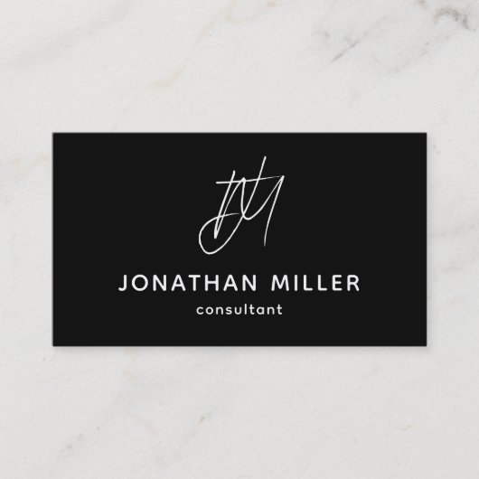 Trendy Black White Monogram Visitekaartje (Voorkant)