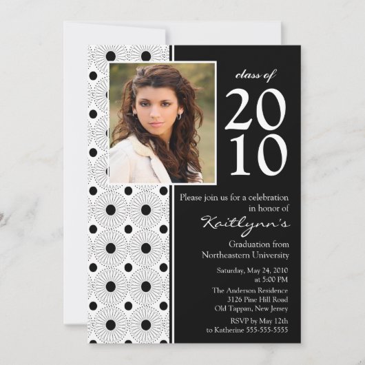 Trendy Black & White Photo Afstuderen Invitation Kaart (Voorkant)