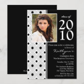 Trendy Black & White Photo Afstuderen Invitation Kaart (Voorkant / Achterkant)
