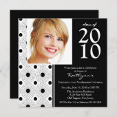 Trendy Black & White Photo Afstuderen Invitation Kaart (Voorkant / Achterkant)