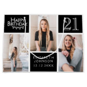 Trendy Black White Photo Collage 21st Birthday Groot Cadeauzakje (Voorkant)