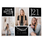 Trendy Black White Photo Collage 21st Birthday Groot Cadeauzakje (Achterkant)
