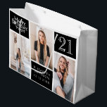 Trendy Black White Photo Collage 21st Birthday Groot Cadeauzakje<br><div class="desc">Verpak die cadeaus in stijl met dit trendy Happy Birthday-fotocollage-ontwerp</div>