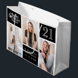 Trendy Black White Photo Collage 21st Birthday Groot Cadeauzakje<br><div class="desc">Verpak die cadeaus in stijl met dit trendy Happy Birthday-fotocollage-ontwerp</div>