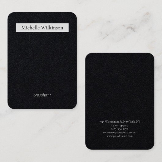 Trendy Black White Plain Creative Minimalist Visitekaartje (Voorkant / Achterkant)