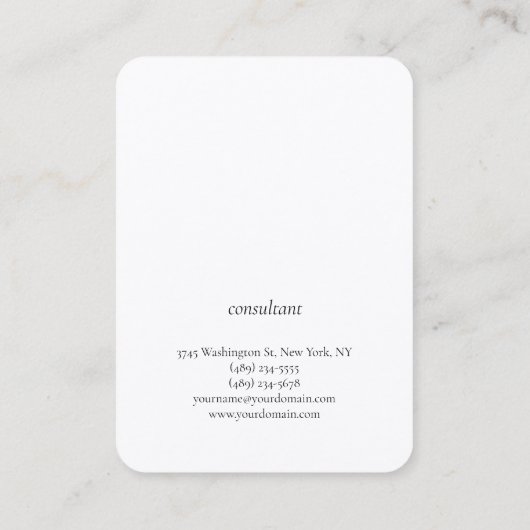 Trendy Black White Plain Creative Minimalist Visitekaartje (Achterkant)