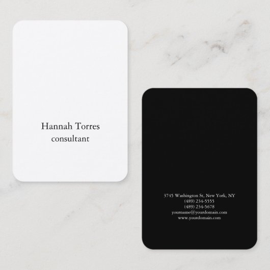 Trendy Black & White Plain Creative Modern Silk Visitekaartje (Voorkant / Achterkant)