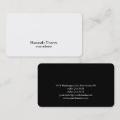 Trendy Black & White Plain Creative Modern Visitekaartje (Voorkant / Achterkant)