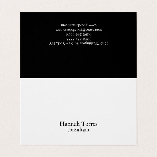 Trendy Black & White Plain Creative Modern Visitekaartje (Buitenkant ongevouwen)