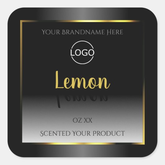 Trendy Black White Product Labels Gold Lijst Logo (Voorkant)